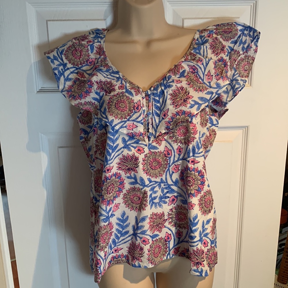 NWT JCrew Flora Ruffle V Nexk Top XS